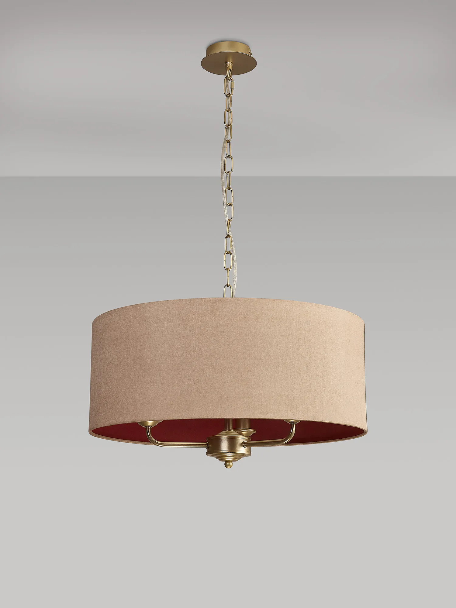 Banyan 50cm 3 Light Pendant Champagne Gold, Antique Gold/Ruby DK0967  Deco Banyan CG AG